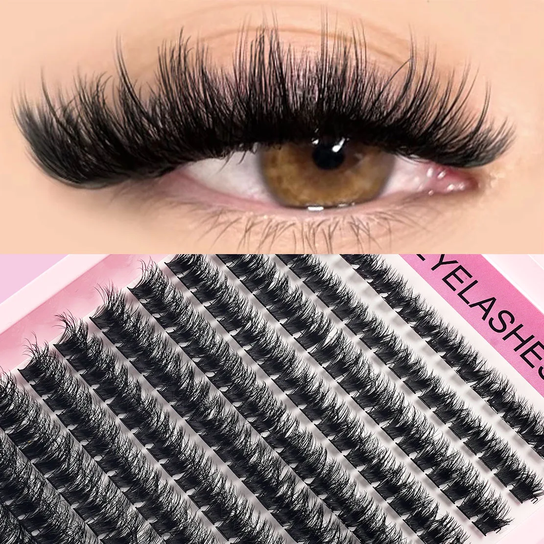 240PCS C/D Curl Fluffy DIY Cluster Lashes Mixed Length Premium PBT Material Comfortable No Irritation Eyelash Extensions