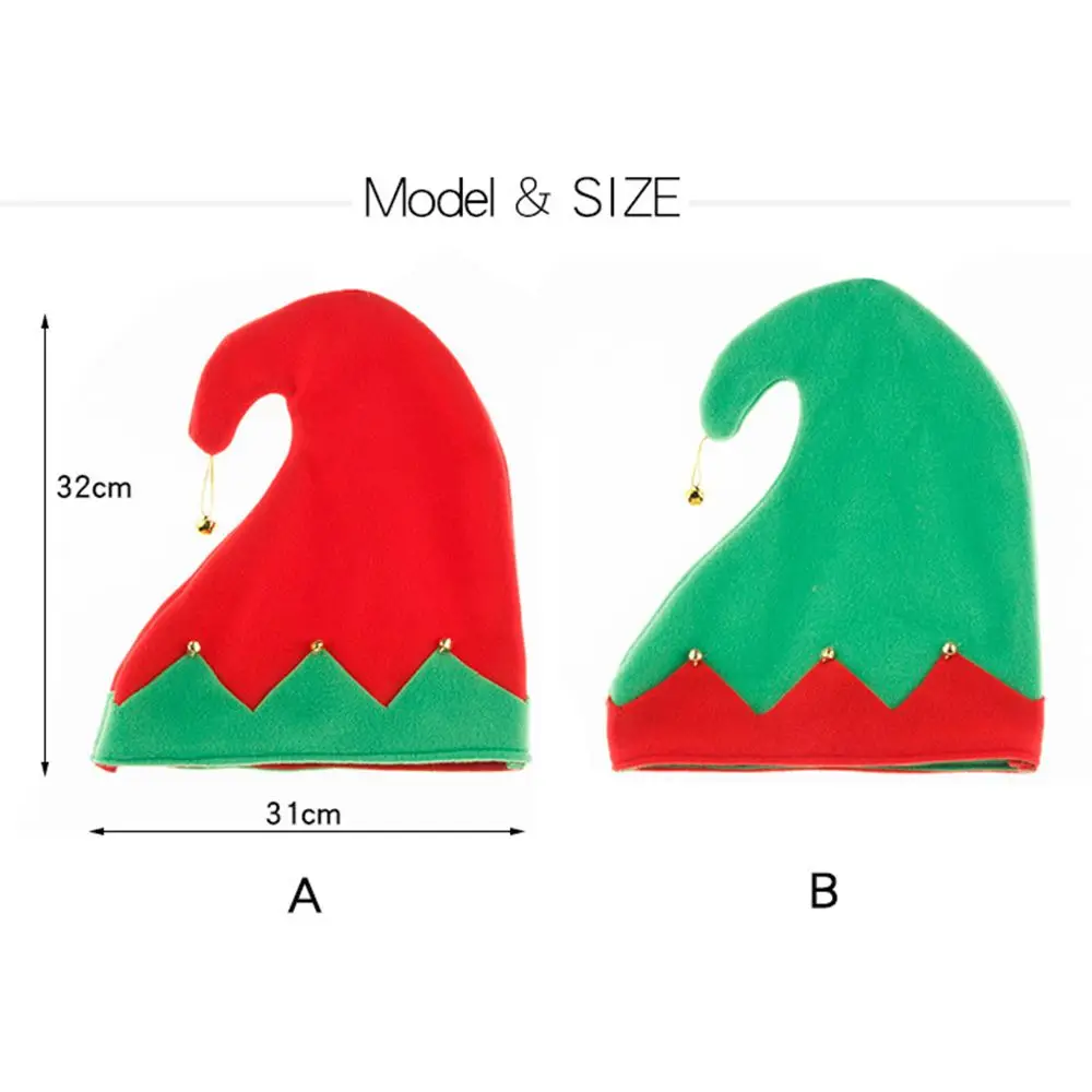 Cute Santa Claus Snowman Red Green Patchwork Beanies Elk Velvet Hats With Metal Bell Women Christmas Hats Korean Winter Caps