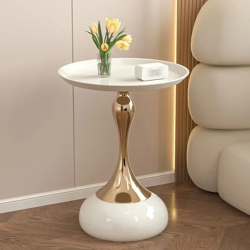 European wrought iron edge small apartment household sofa side small waist French coffee table bedroom bedside small round