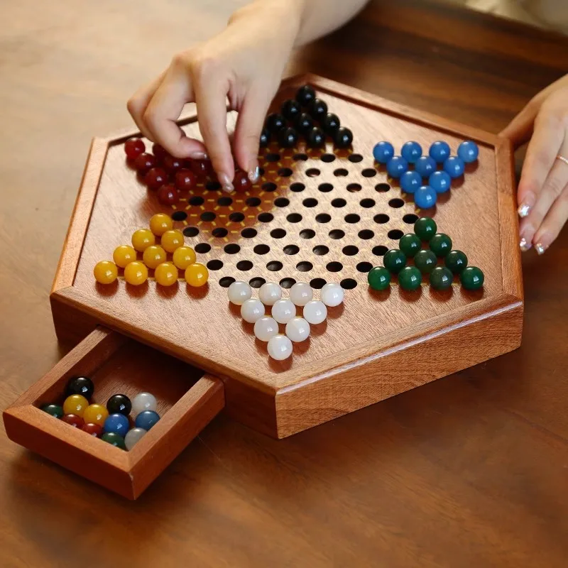 large-size-checkers-and-flying-chess-two-in-one-wood-desktop-board-games-educational-toys-for-children-and-students