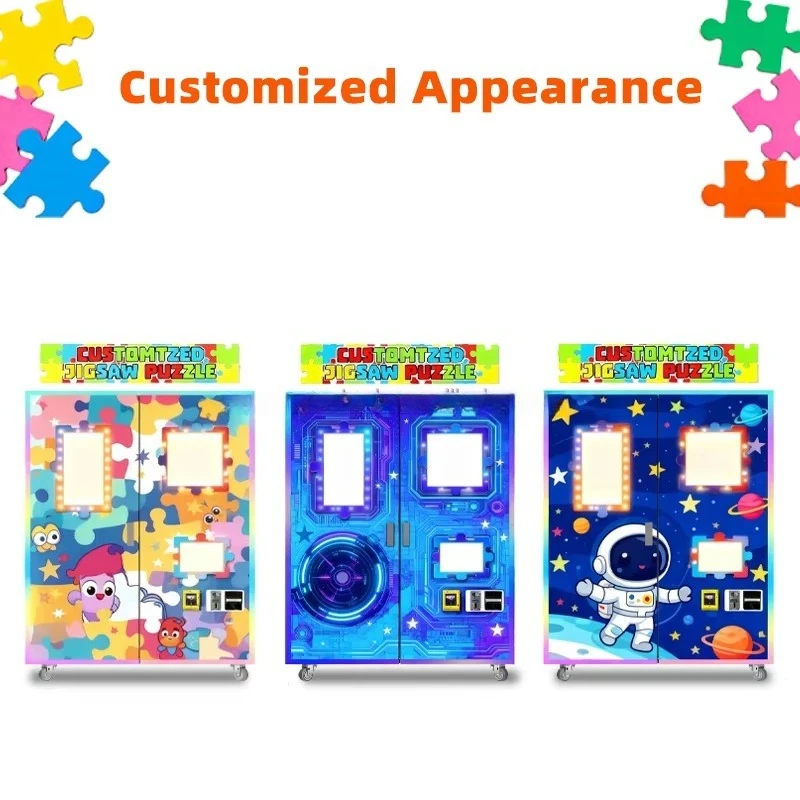 Custom Puzzle Making Machine Adjustable Frame Style Multilingual Self Service Device