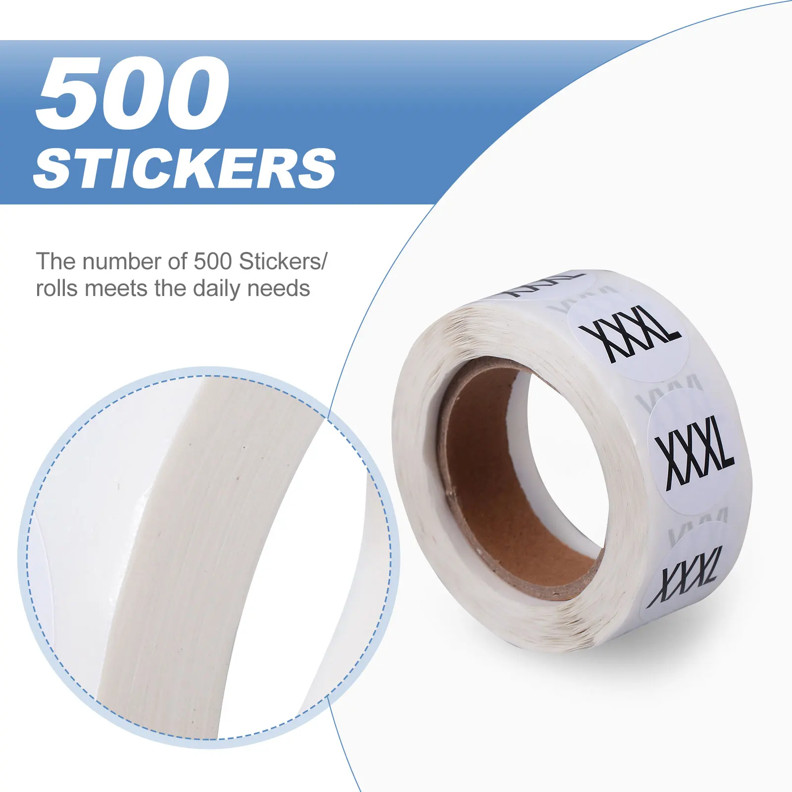 

2pcs 2 Rolls Clothing Size Self-Adhesive Sticker Multi-Functional Round Label For T-Shirts Sweaters Coats Hats Gloves