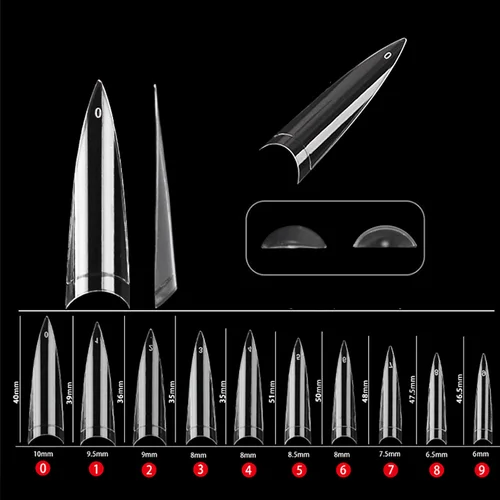 Imagen 2 del producto Puntas de uñas acrílicas francesas Stiletto 600 unids/bolsa