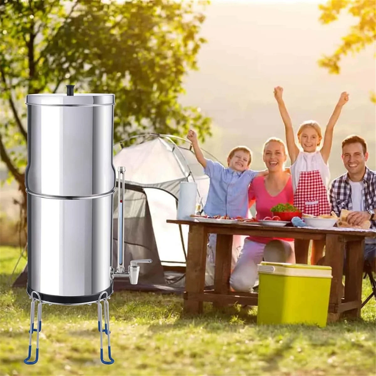 حنفية زجاجية عالية الجودة مقاس 10 بوصة من الفولاذ المقاوم للصدأ مع مستوى مائي ذو رؤية واضحة متوافق مع Berkey and Waterdrop