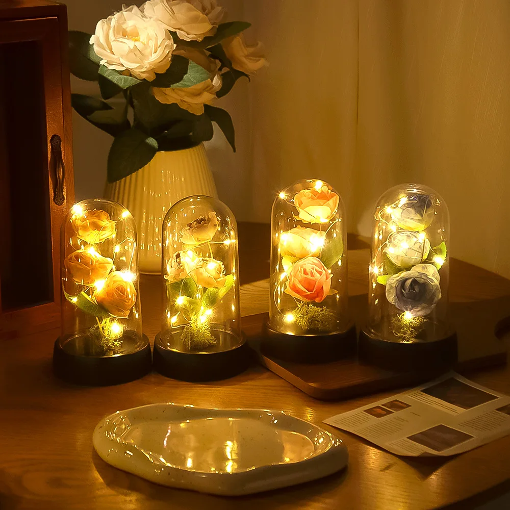 

1pc eternal rose, LDE luminous creative decoration, lover gift, bedroom rose bed light, creative decorative night light