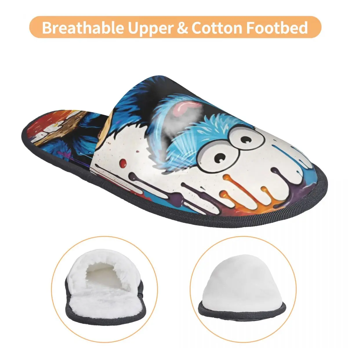 مخصص كوكي مونستر برامج التلفزيون رغوة الذاكرة النعال النساء النعال منزل دافئ دافئ