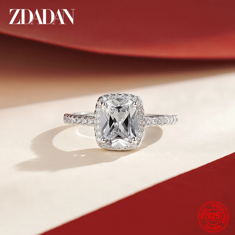 ZDADAN-anillos de Esmeralda Vintage para mujer, joyería de compromiso de boda, Plata de Ley 925