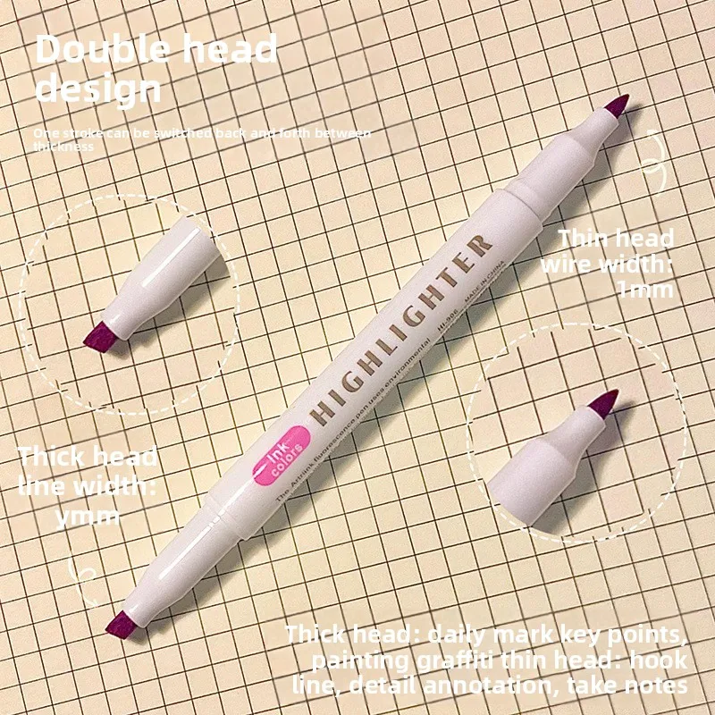 

Colored highlighters, double-headed marking, key point drawing markers, slanted watercolor pens, student doodling notebooks