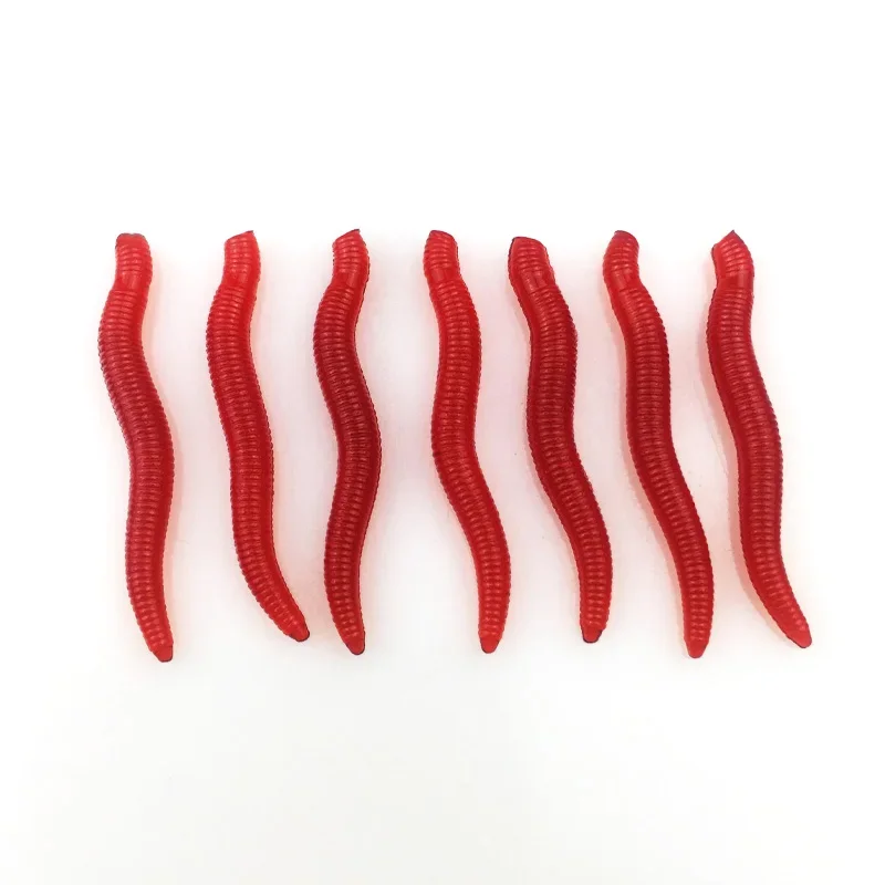 100 Pcs/lot Red Worm Soft Lures Salt Odor Simulation Earthworm Fishy Smell Fishing Lure Worms Carp Fishing Tackle Accessories