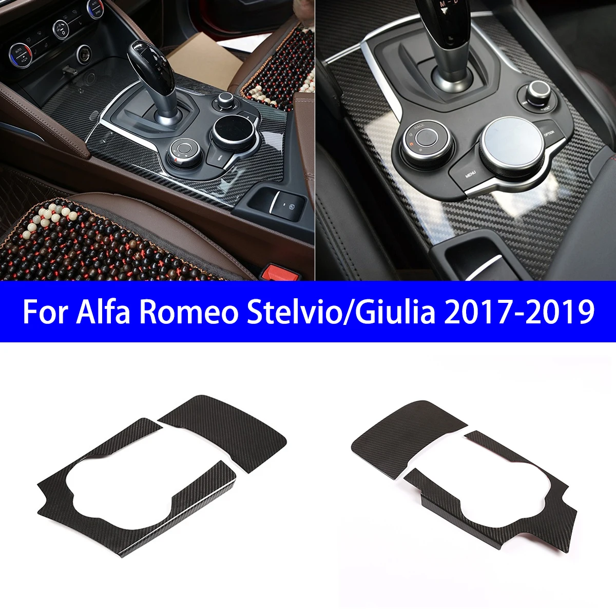 

For Alpha Stelvio/Giulia Dry Carbon Fiber Central Control Gear Shift Panel Interior Decoration Multiple Choice Set Accessories