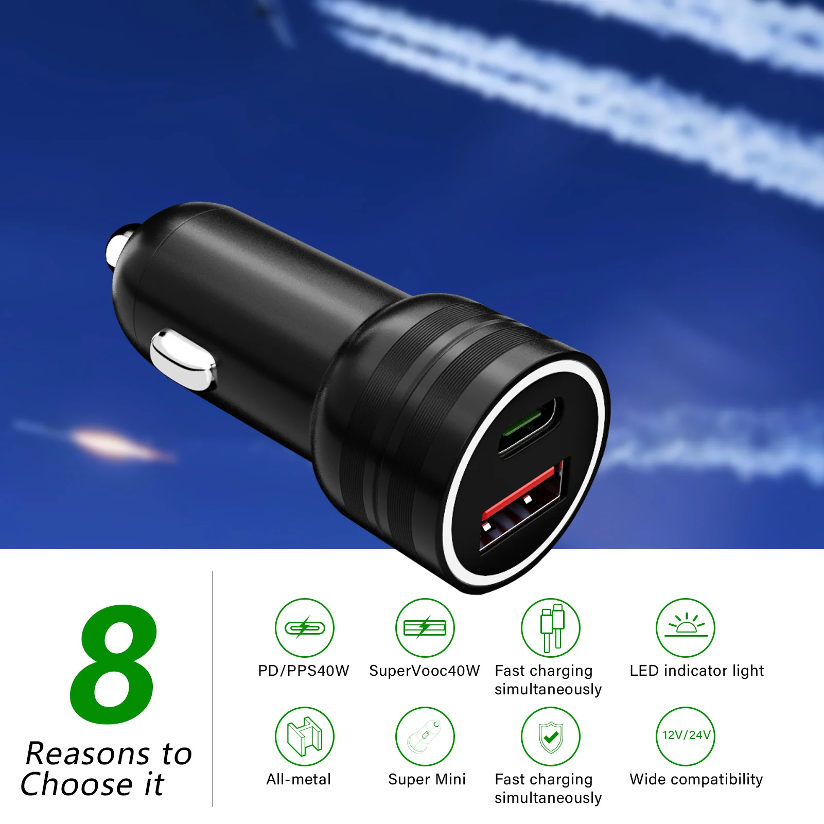 شاحن سيارة USB C لهاتف iPhone 17 16 15 iPad AirPods Watch 11 10 لهاتف سامسونج وشاومي جوجل اللوحي 2 منفذ ولاعة السجائر محول