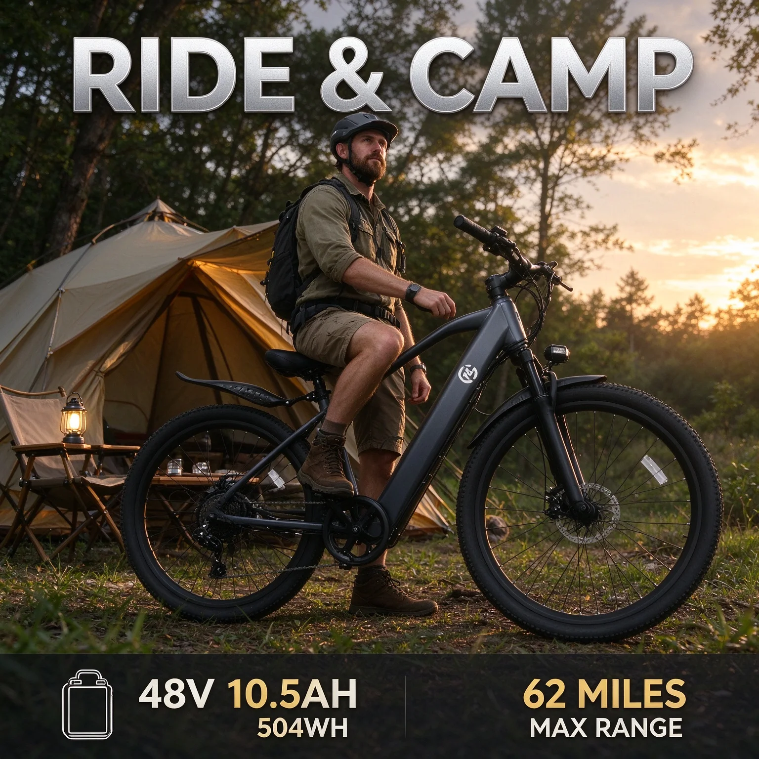 Overlanding Adult Ebike 24 Inch Tire,500W Motor,48V Power Supply,7-Speed Shift,Venus2 Display,5 Power Levels,LED Headlight,Bonus Mudguards & Tool Kit,Off Grid Design,Built for RV Camping Steep Trail Exploration