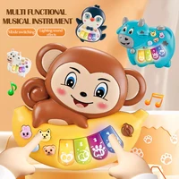 Cartoon Electric Music Toys for Kid, Lighting Musical Piano Model Lion Rabbit Elephant Early Education Gifts 5