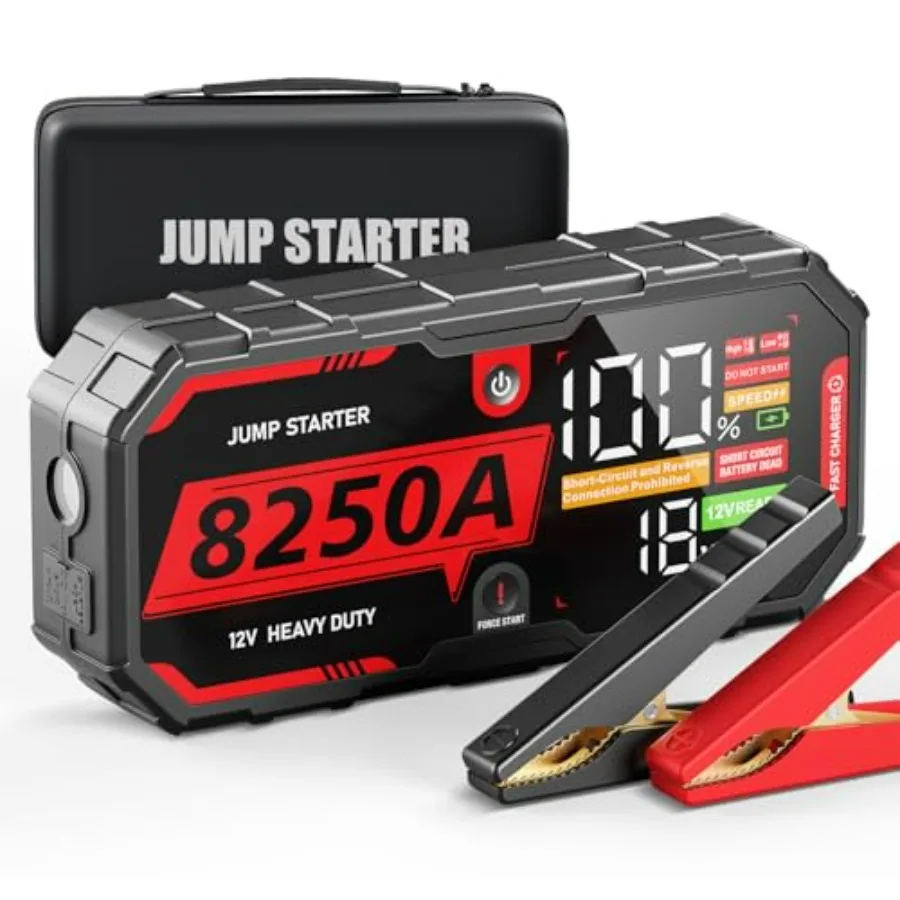 8250A Jump Starter Heavy Duty Jumper Starter Portable Battery Pack Up to 13L Gas/ 10L Dies