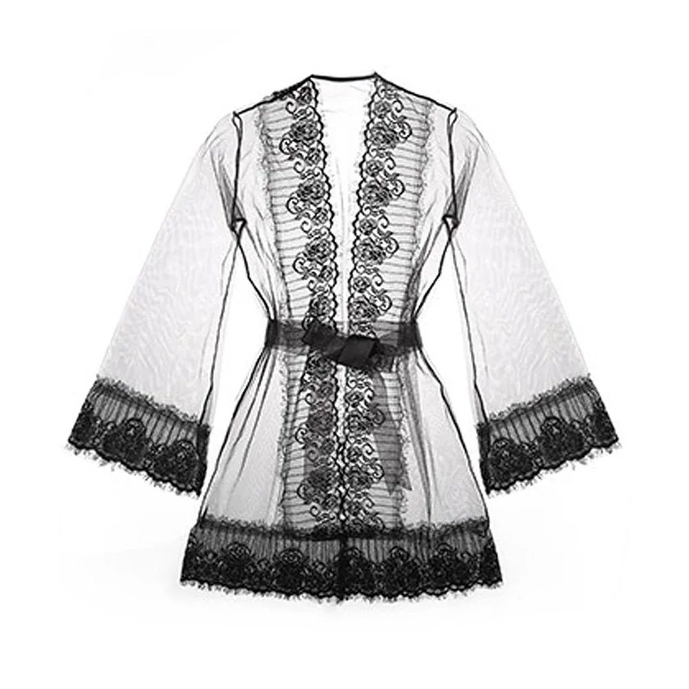 ผู้ชายหลวมเสื้อคลุมอาบน้ําชุดชั้นในลูกไม้ Night Wear ตาข่ายดูผ่านชุดนอนเร้าอารมณ์ Langerie ผู้ชาย T กางเกง