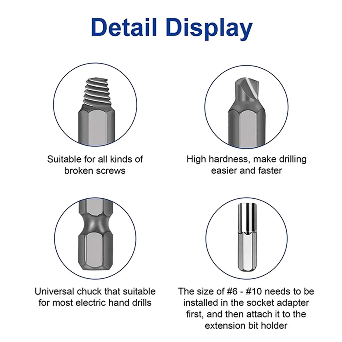 PHONE&GEAR Damaged Screws Extractor Set Remover Drill Bits for Broken Stripped Screws Bolts with Socket Adapter Extension Holde