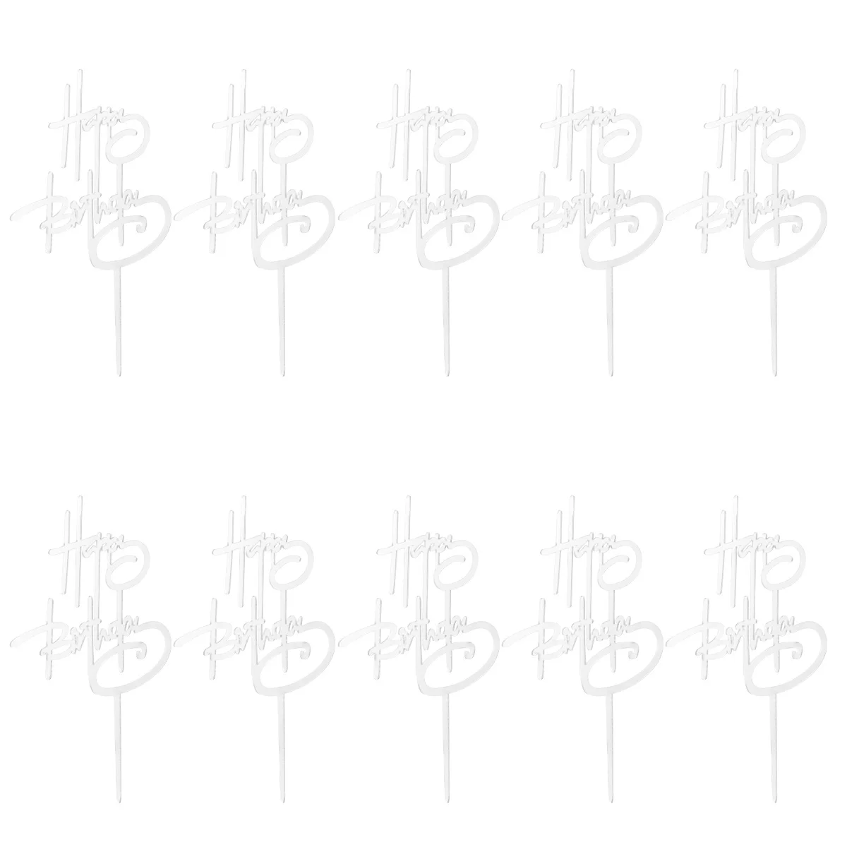 10pcs Birthday Topper Acrylic Cake Inserts For Party Shower Happy Birthday Decoration Cake Topper
