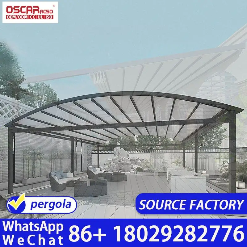 Retractable Outdoor Waterproof Aluminum Structure for Patio Garden Yard Retractable Canopy Pergola