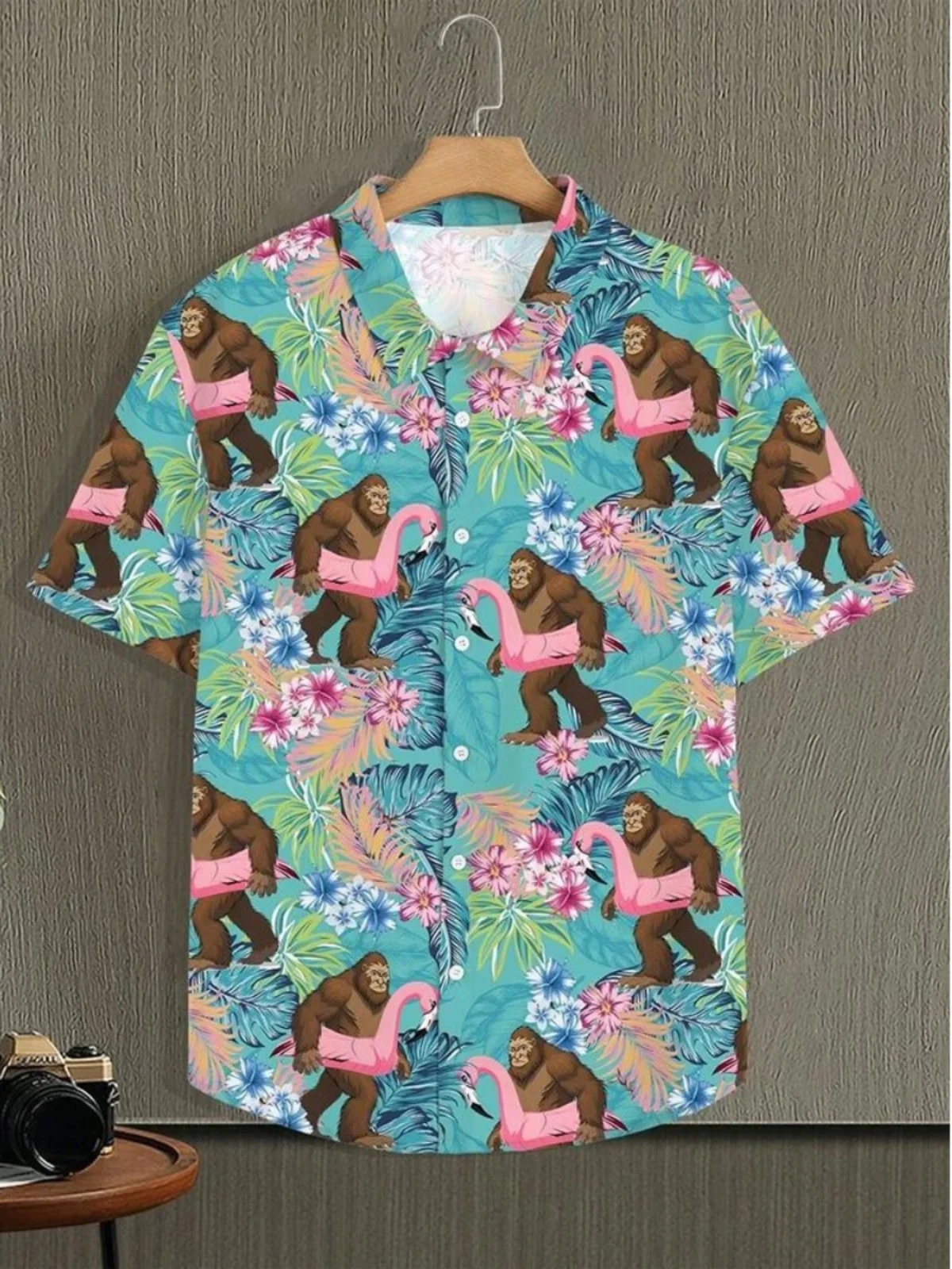 

Men's Digital Print ort Sve irt Casual Youthful Beachwear Loose Fit Collar Regular Length Autumn Season Chinese Made