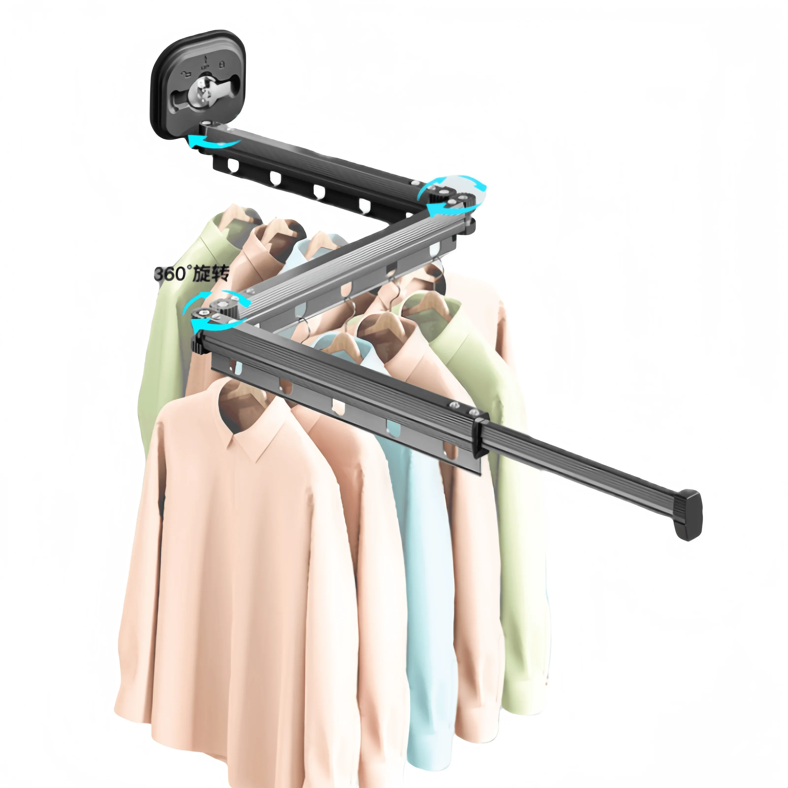 Hot-selling wall-mounted folding drying rack Powerful suction cup/non-punching retractable laundry balcony drying rack