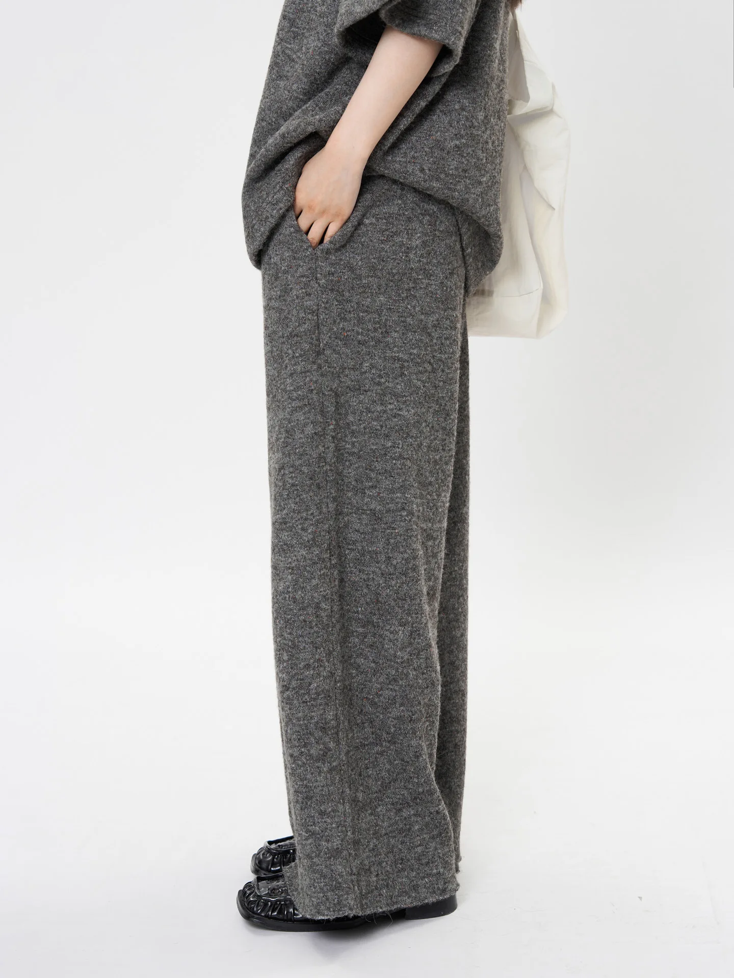 

Spring women's casual solid color high waist loose wide leg pants
