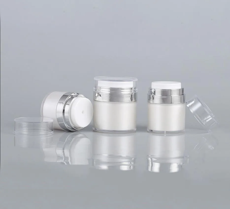 15 กรัมสีขาวมุกพลาสติกอะคริลิคโถหม้อเอสเซ้นส์โลชั่นรองพื้นเจลครีมความชื้นโลชั่นบำรุงผิวเครื่องสำอางบรรจุภัณฑ์