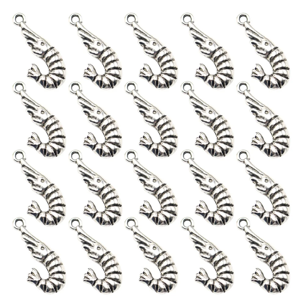 

20Pcs Necklace Pendant Charm Alloy Small Shrimp Simple Design DIY Jewelry Making Accessories for Earrings Bracelets