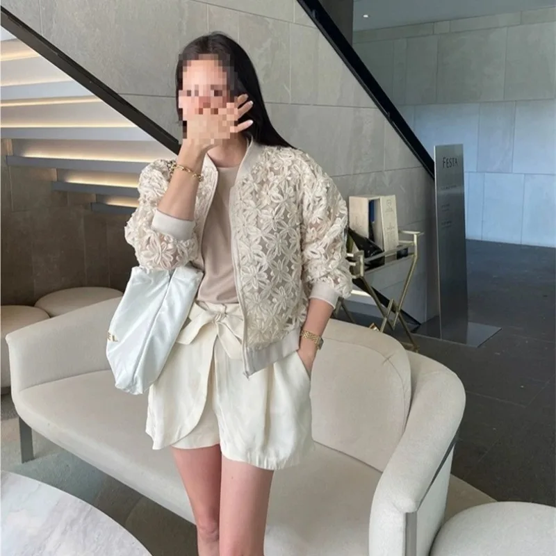 

Один размер подходит для всех женщин, пальто, куртка с длинным рукавом, трехмерная вышивка, верхняя одежда, воротник-стойка, свободные молнии, женские куртки