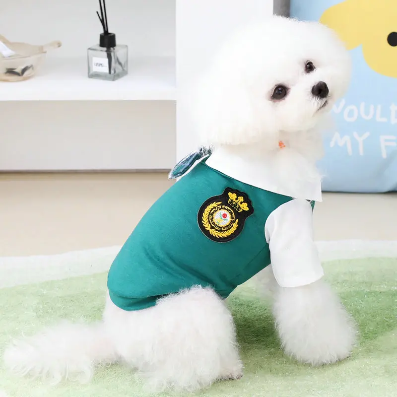 New pet clothes for spring and summer, college style couple set T-shirt short skirt, dog casual fashion clothes