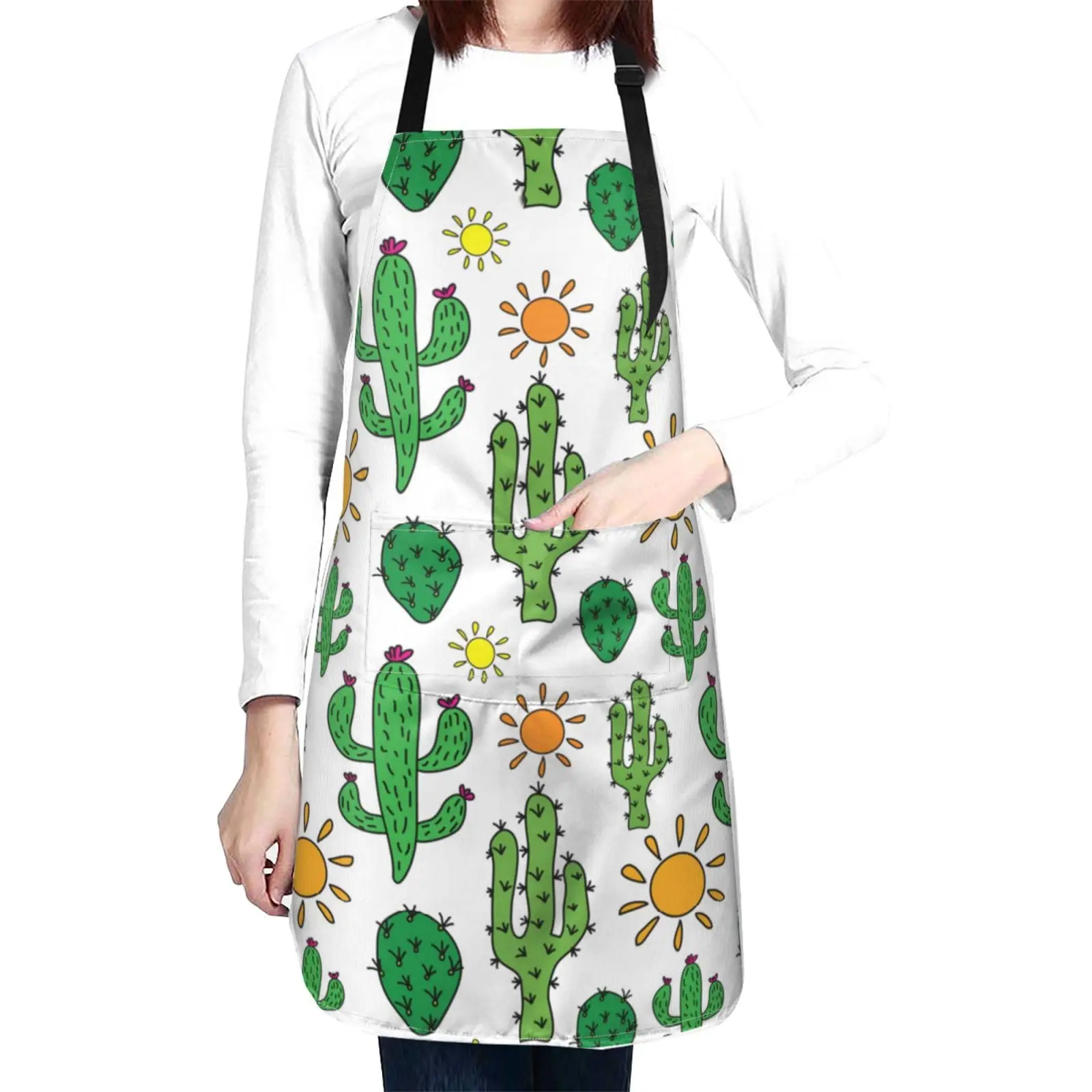 

Succulent Plants Aprons Cactus Aprons with Pockets and Adjustable Cute Apron for Gardening Cooking Kitchen