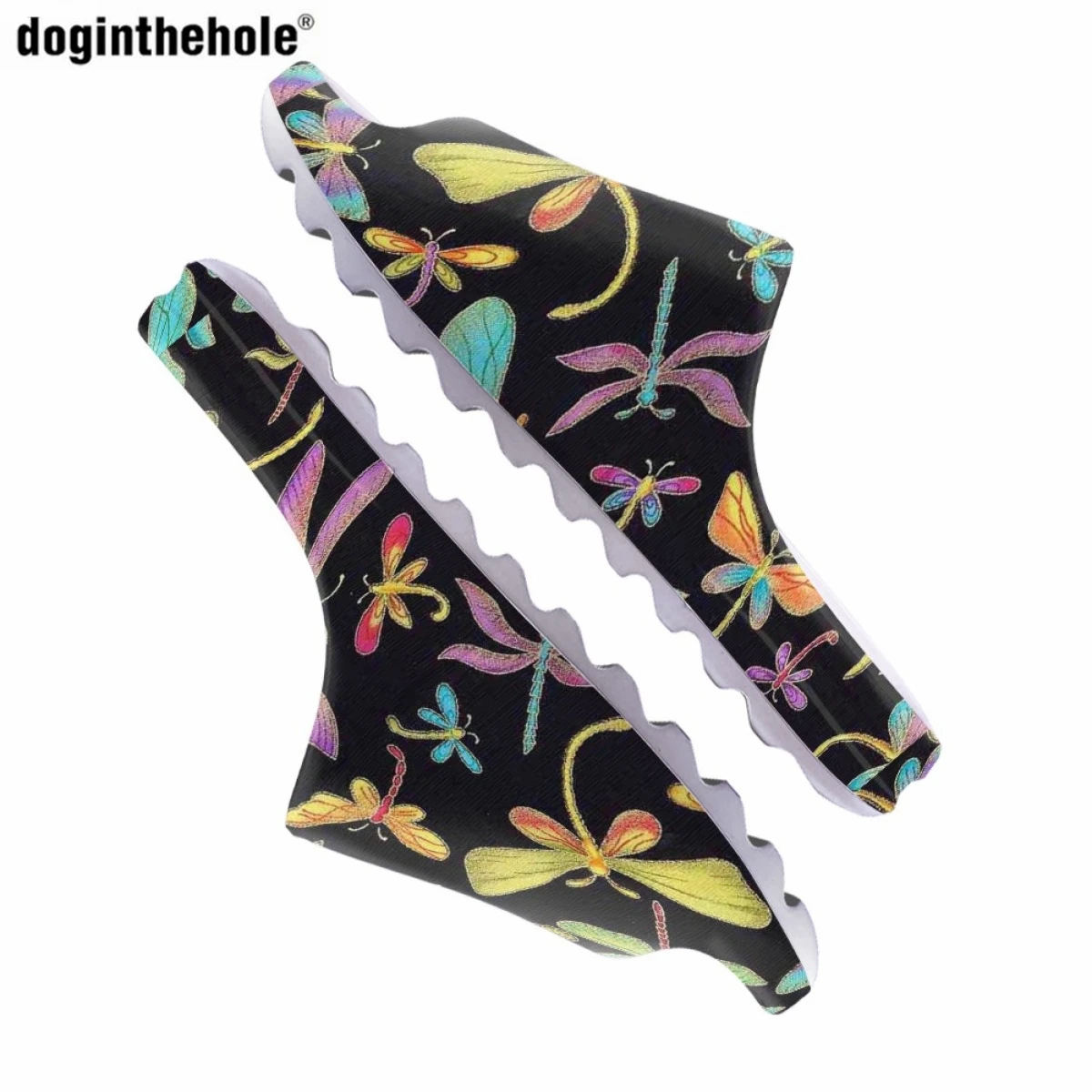 Doginthehole Fashion Dragonfly Pattern Print Women Summer Slippers Home Non-slip EVA Light Coconut Slippers Couple Beach Sandals