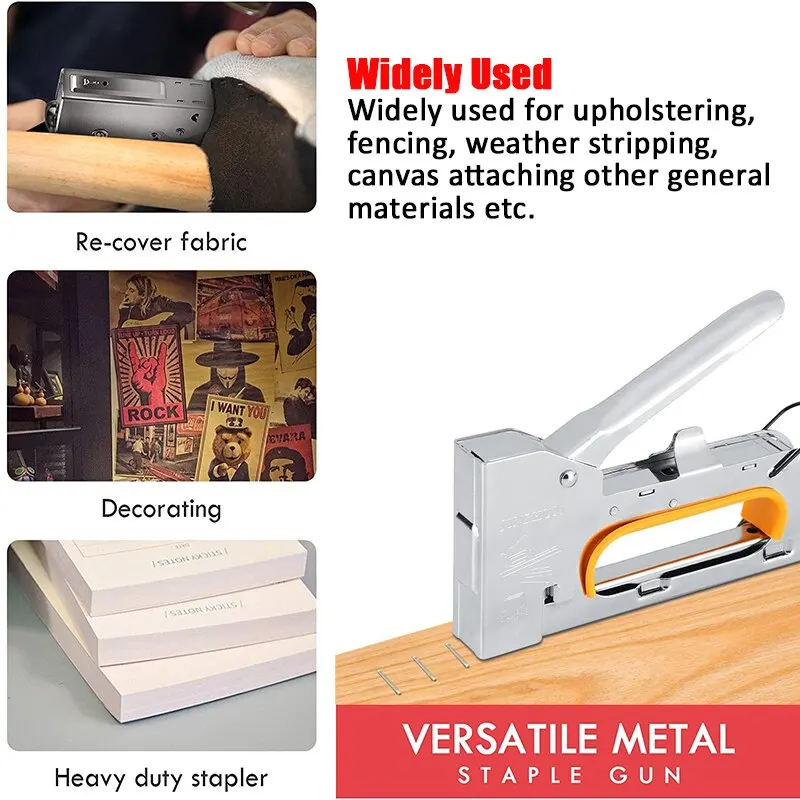 3 IN 1 Heavy Duty Staple Gun For DIY Home Decoration Furniture Wood Frame Stapler Multitool Manual Nail Gun
