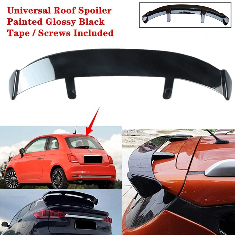 

For FIAT 500 2012-2019 Rear Tail ABS Wing Carbon fiber pattern SUV Hatchback Universal Spoiler Roof Lip Plastic Wing Accessories