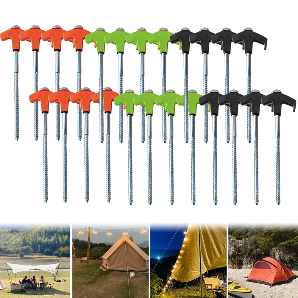 

8Pcs Metal Tent Spikes with Hex Socket Heavy Duty Spiral Screw Camping Stakes Tent Ground Nail Heavy Duty Tent Stakes Pegs