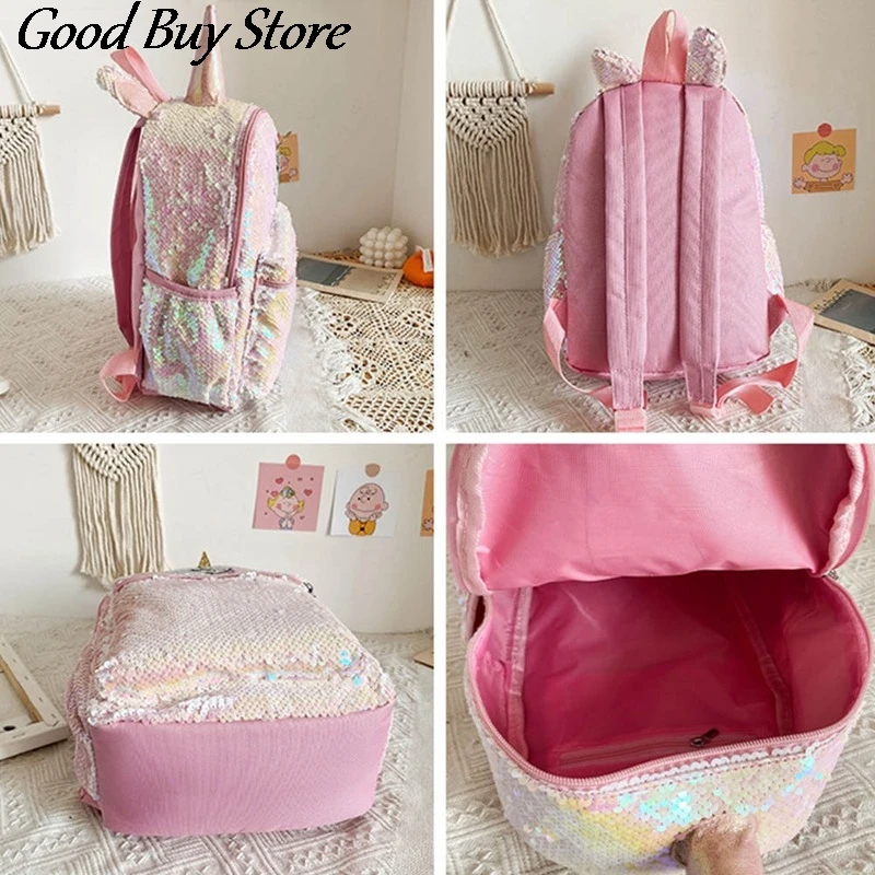 Unicorn Shiny Sequins Satchel Student Large Capacity ookbag Pink School Bag Children School Backpacks Gift Teenager Mochilas