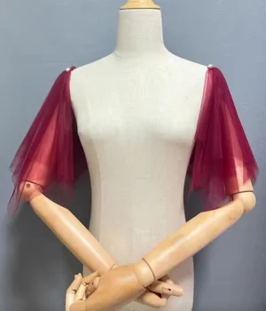 女士洋裝婚禮派對可拆式袖套,搭配珍珠別針肩套 8 最佳銷售 正式禮服的可拆式袖子 - №2