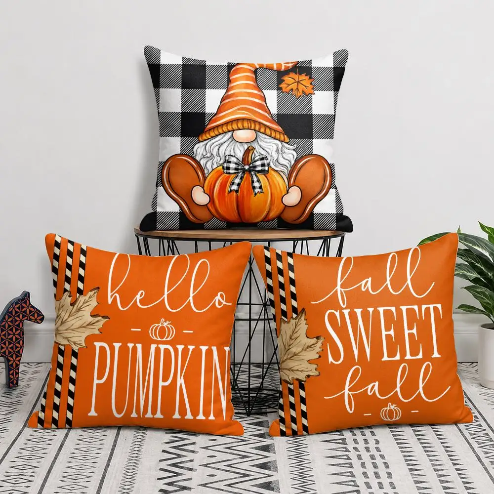 Rustic Autumn Harvest Festival Cushion Cover Soft Short Plush Pillow Cover Smooth Cozy Texture Aesthetic Cushion Case Home Decor