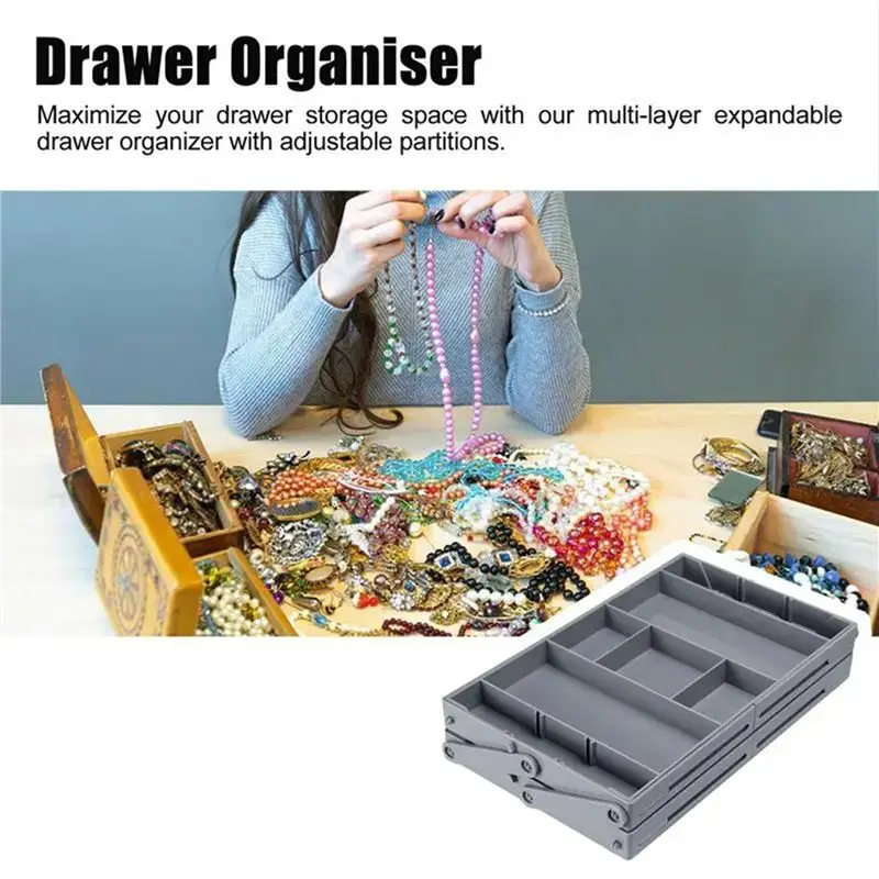 DT19 2pcs 2 Tier Jewelry Display Stackable Organizer, ABS Makeup Organizer Tray for Ring Earrings Necklace Storage Box