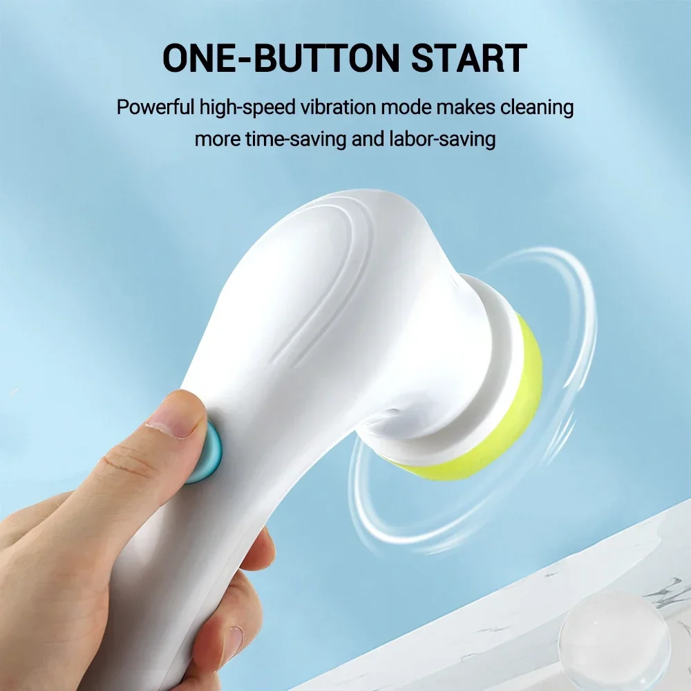 Wireless Household Electric Cleaning Brush 5-in-1Multifunctional USb Charging Bathroom Kitchen Cleaning Tool Supplies Wash Brush