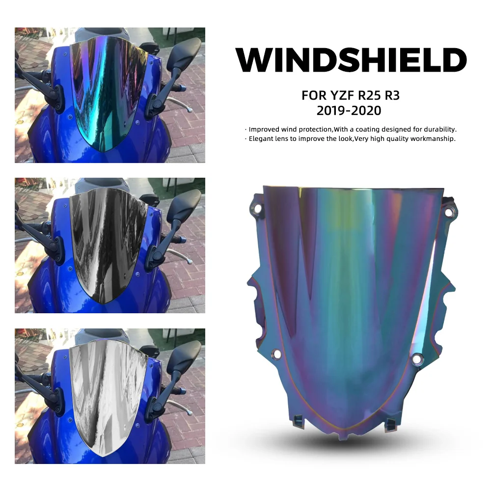 

YZF-R25 YZF-R3 Double Windshield Fit For YAMAHA YZF R25 R3 2019 2020 Motorcycle Accessories Visor Windscreen Bubble YZFR25 YZFR3