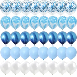 Blue Pink Purple Set Agate Marble Balloons Silver Confetti Balloon Wedding Valentine's Day Baby Shower Birthday Party Decoration