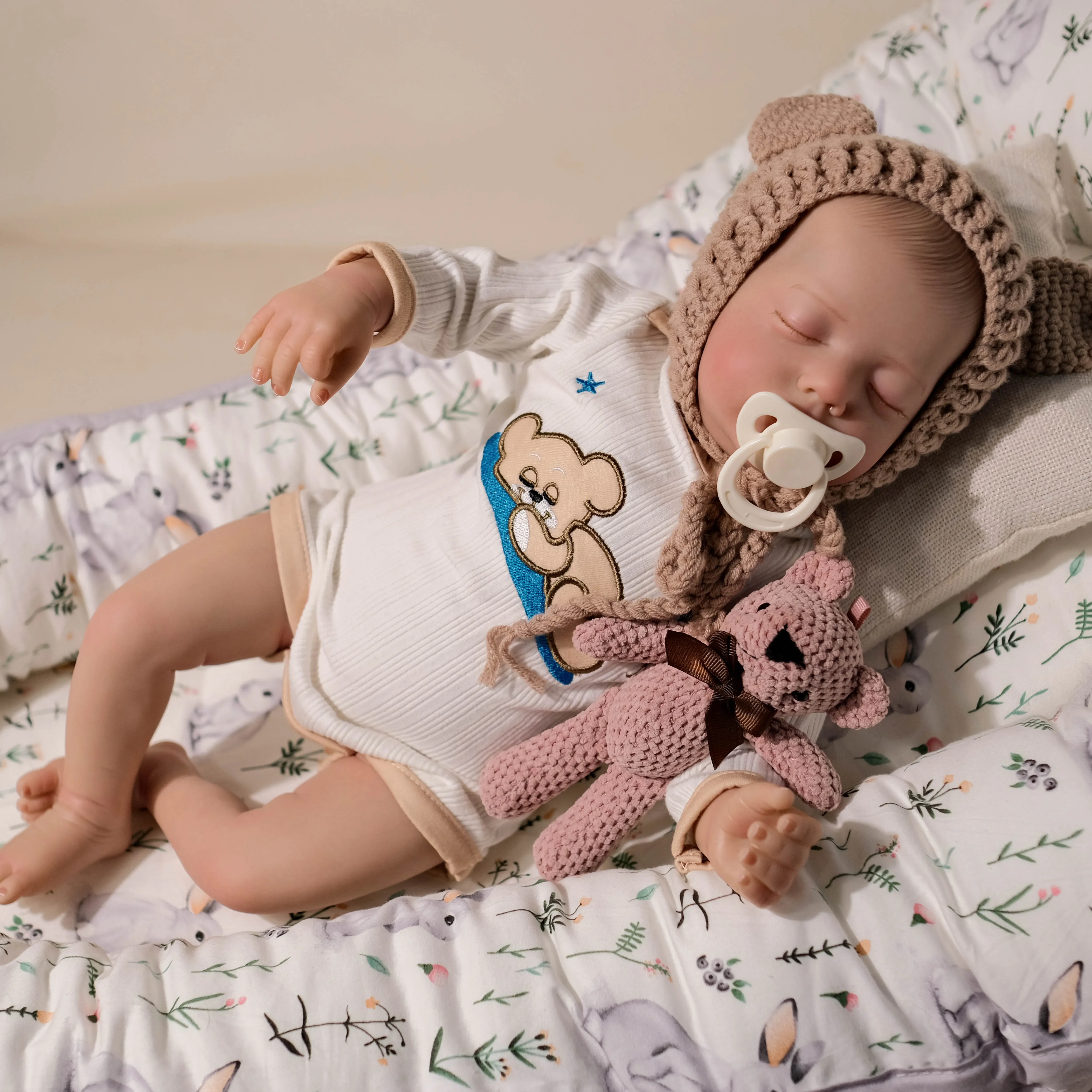 19inch Already Painted Finished Doll Soft Cloth Body Alessia Reborn Sleeping Baby Doll with 3D Skin Multiple Layers Painting