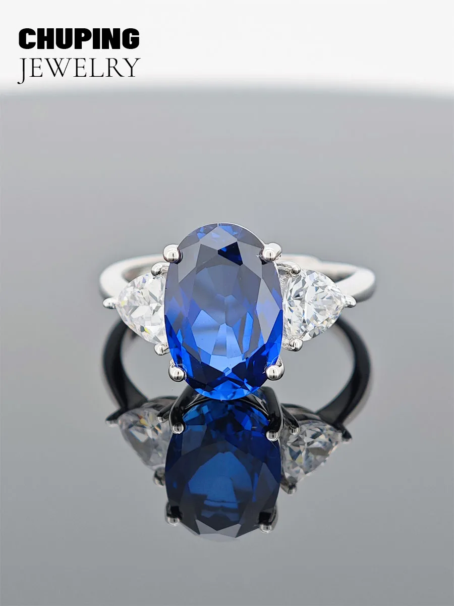 

Chu Ping Fine Jewelry Lab Grown Sapphire Oval Shape S925 Ring For Women Classic Party or Valentine's Day Gift Birthday Gift