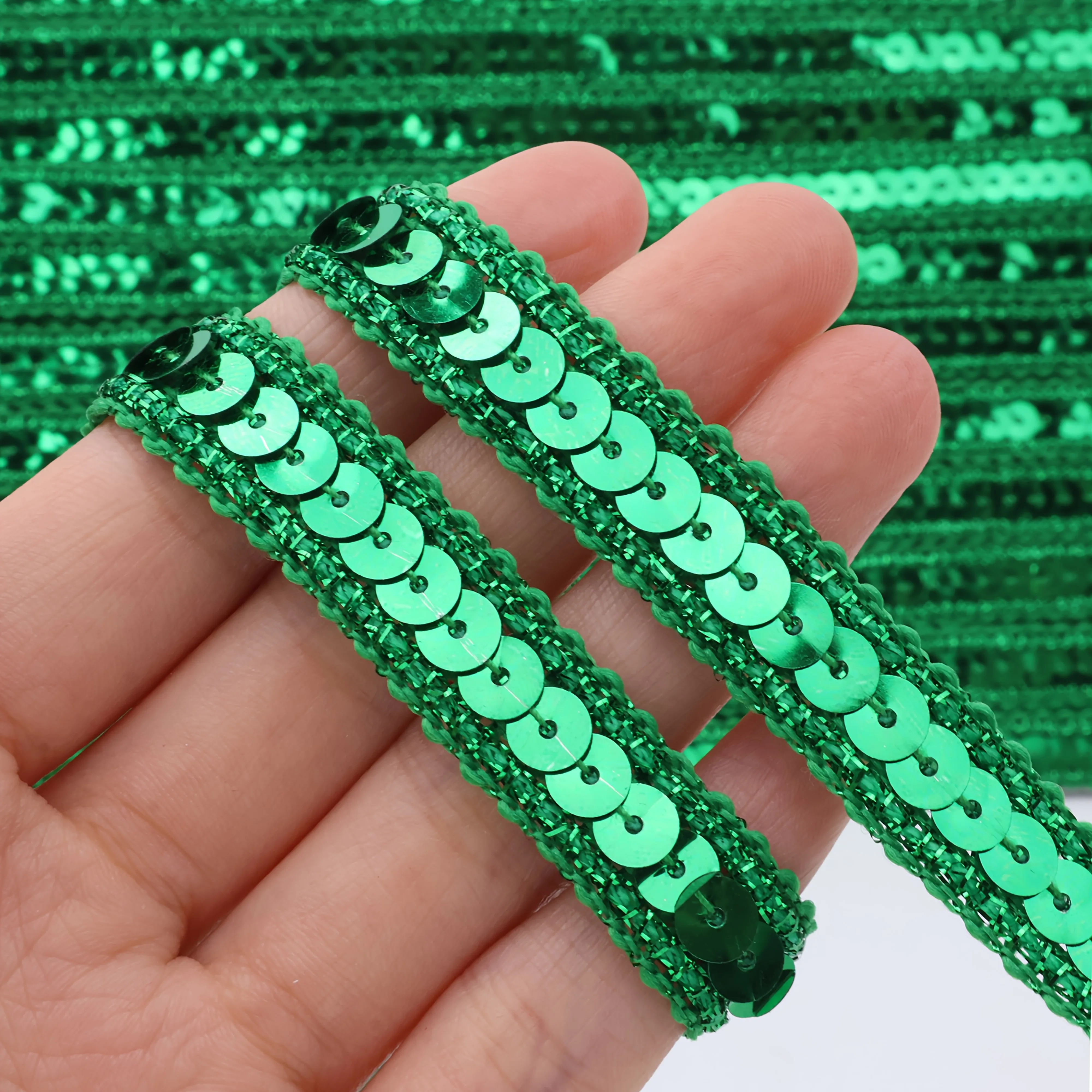 Sequin Ribbon Lace Trim Inelastic Glitter Braid for Sewing Crafts Dresses Costumes Vibrant Pink Blue Green Yellow White Black