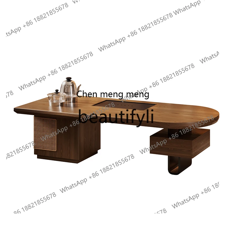 X Solid Wood Rattan Tea Table Balcony Small Bay Window Low Table New Model