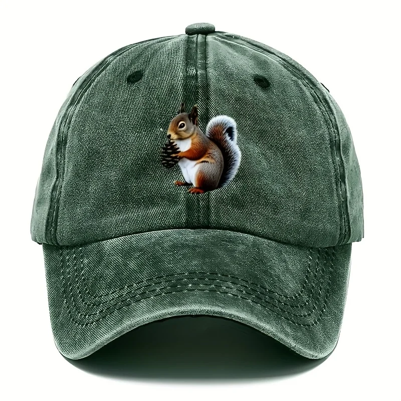 2026 New Adjustable Squirrel Print Baseball Cap - Breathable, Sun, Hand Washable, Suitable for Outdoor Sports and Casual Wear