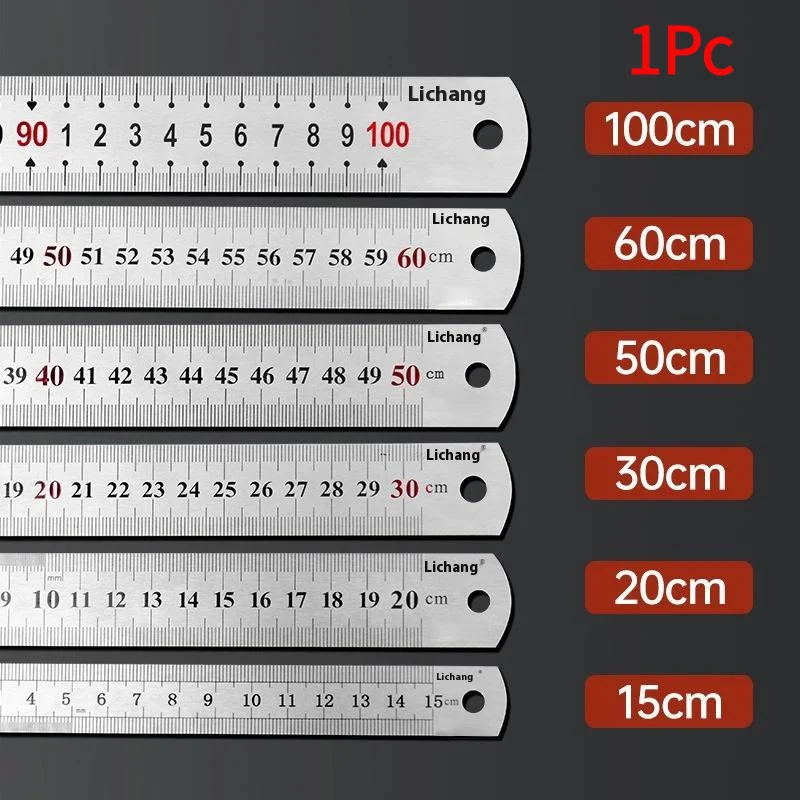 1Pc 15-100CM Zero Glare Satin Chrome Stainless Steel Machinist Engineer Ruler With Graduations In MM‘