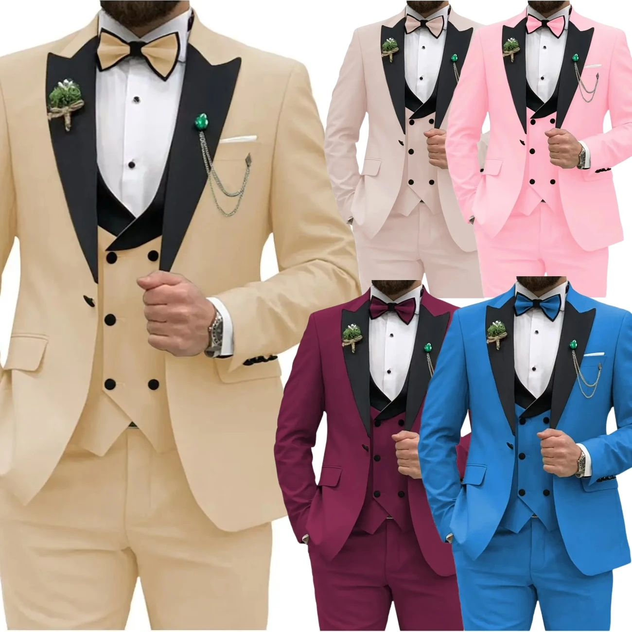 

men's suit with peak lapel for wedding Single Breasted Pointed collar Full men's suits stage costume Graduation party