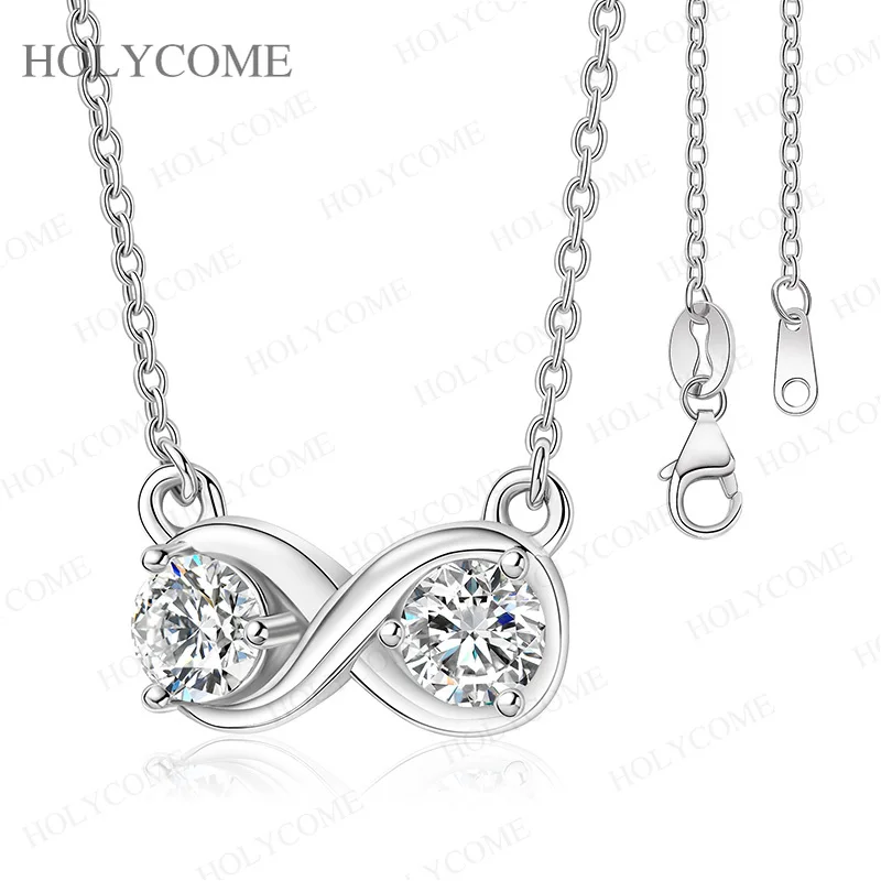 

Ожерелье из стерлингового серебра 925 пробы с муассанитом, ожерелье с двойными петлями и круглой ожерельем GRA D VVS1 для женщин, позолоченные ювелирные изделия 18 карат