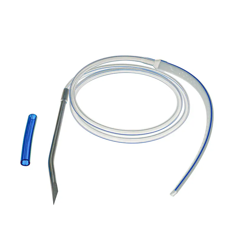 Pet Veterinary Silicone Perforated Flat Drain Tube With Stainless Steel Guideneedle 100% Medical Grade 1pc Sterilize 7mm/10mm